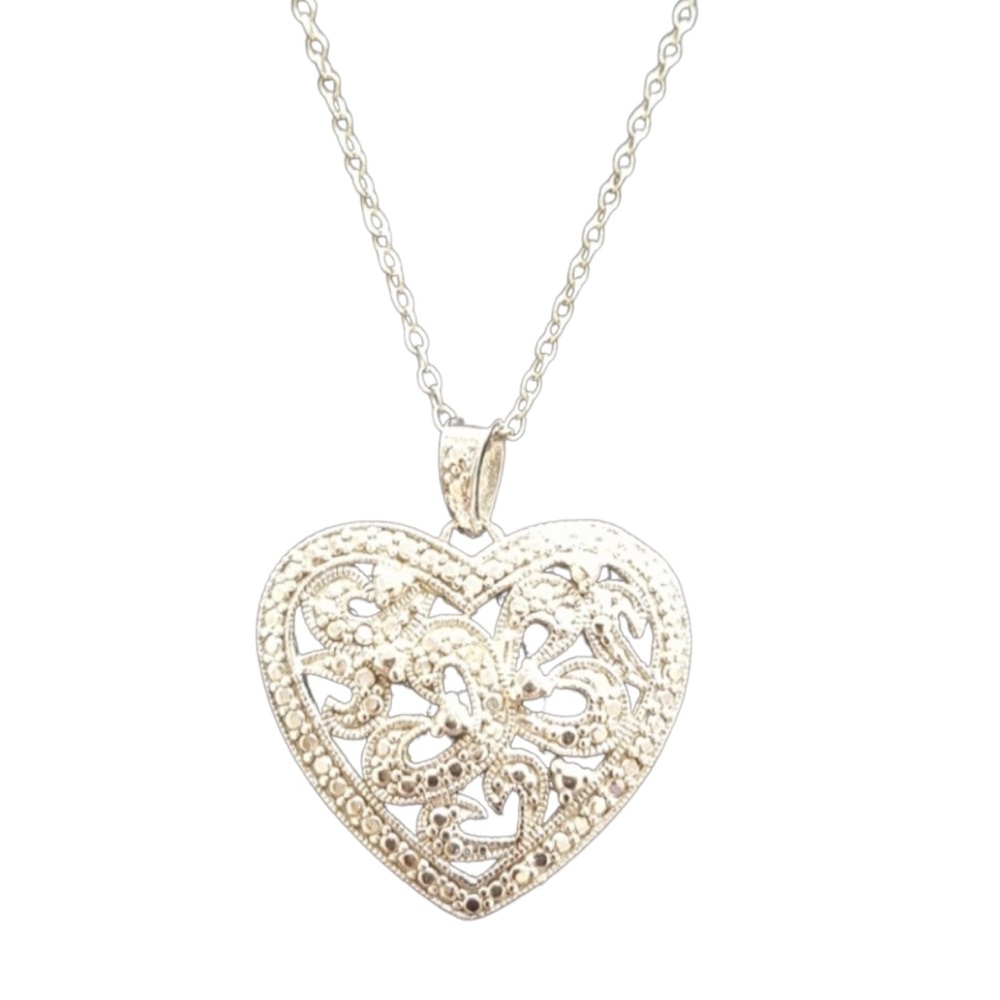 New Sterling Silver 925 Heart Necklace Pendant